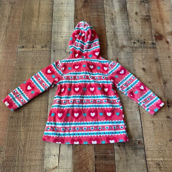 Penelope Mack Girls Hooded Fleece Sweater 3T With Heart Print In Pink & Blue - Picture 6 of 7